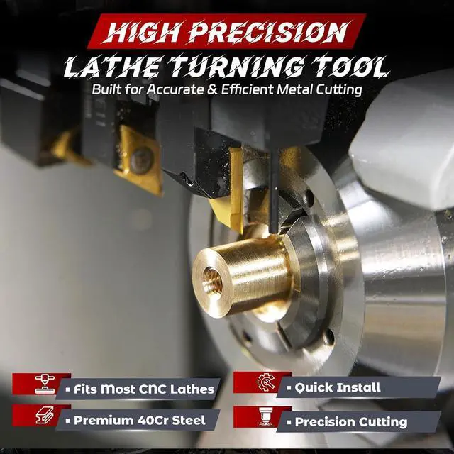 Alt view image 6 of 7 - Indexable Lathe Turning Tool 21Pcs Kit 3/8'' 10mm Shank 7Pcs Metal Lathe Tools Holder Set with 14Pcs Turning Inserts for Turning Grooving Threading Boring Carbide Inserts Carbide Turning Tool