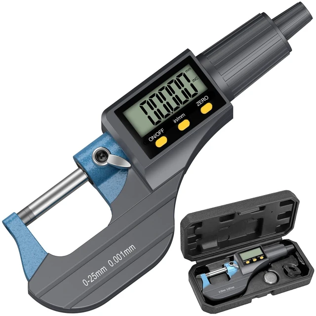 Main image of HDLKNAK Digital Outside Micrometer 0-1", 0.00005"/0.001mm Precision (Blue)