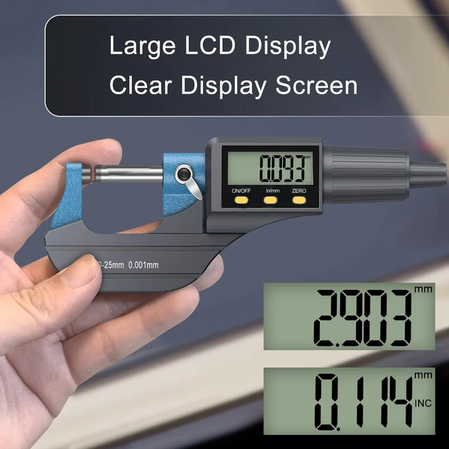 Alt view image 2 of 6 - HDLKNAK Digital Outside Micrometer 0-1", 0.00005"/0.001mm Precision (Blue)