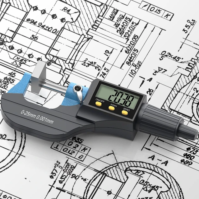 Alt view image 5 of 6 - HDLKNAK Digital Outside Micrometer 0-1", 0.00005"/0.001mm Precision (Blue)