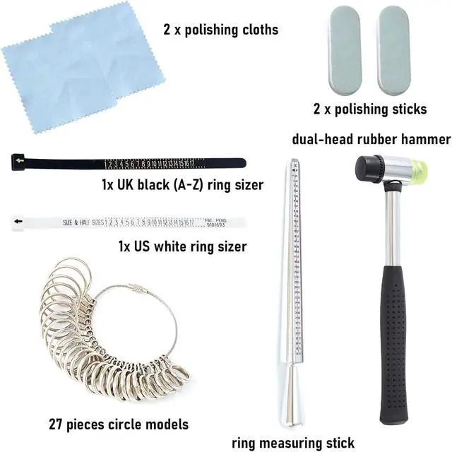 Alt view image 7 of 7 - Ring Bender Tool for Spoon Rings Heavy Duty Jewelry Ring Bending Tool Kit with Mandrel, Sizer Gauge, Nylon Dies, Hammer & Polishing Tools Ring Maker Machine for DIY Jewelry Craft