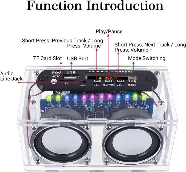 Alt view image 7 of 7 - DIY Bluetooth-Compatible Speaker Soldering Kit with FM Radio