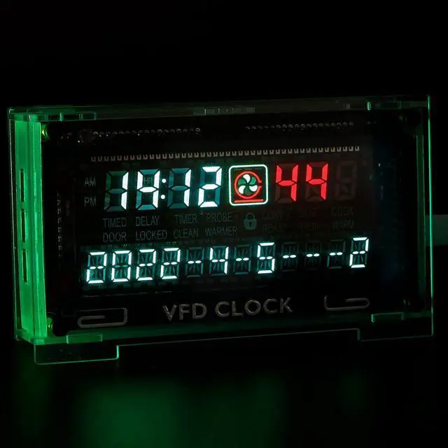 Alt view image 3 of 7 - Two-Color Vacuum Fluorescent Display Clock VFD Clock Retro Electronic VFD Digital Clock with Temperature Compensation chip