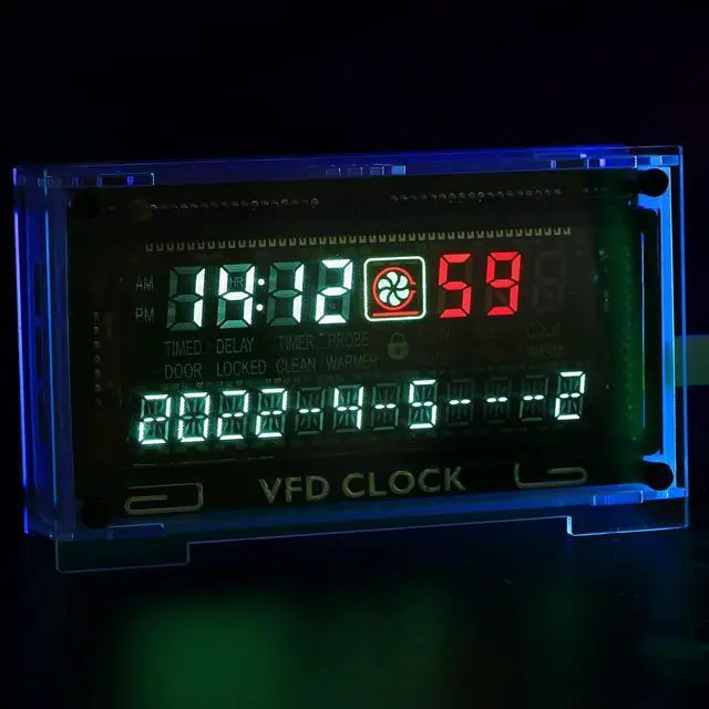 Alt view image 5 of 7 - Two-Color Vacuum Fluorescent Display Clock VFD Clock Retro Electronic VFD Digital Clock with Temperature Compensation chip