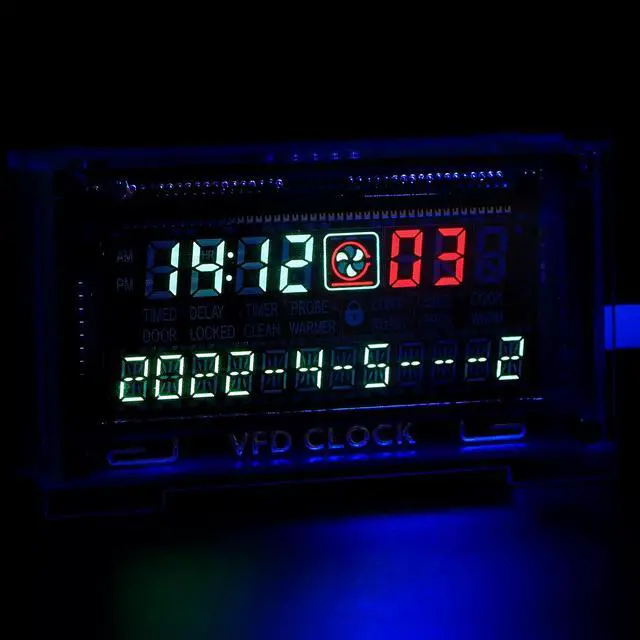 Alt view image 6 of 7 - Two-Color Vacuum Fluorescent Display Clock VFD Clock Retro Electronic VFD Digital Clock with Temperature Compensation chip