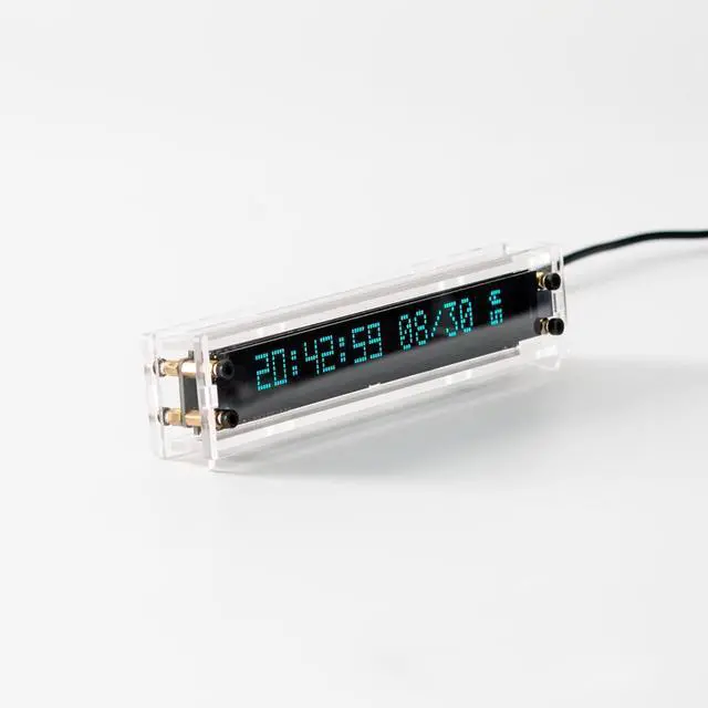 Alt view image 2 of 7 - Retro Desk Clock for Office - Nixie Tube Style Digital Clock, VFD Tube Glow Display, Wi-Fi Auto Sync 12/24H - Cool Gadgets & Gifts for Men