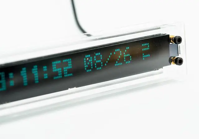 Alt view image 5 of 7 - Retro Desk Clock for Office - Nixie Tube Style Digital Clock, VFD Tube Glow Display, Wi-Fi Auto Sync 12/24H - Cool Gadgets & Gifts for Men