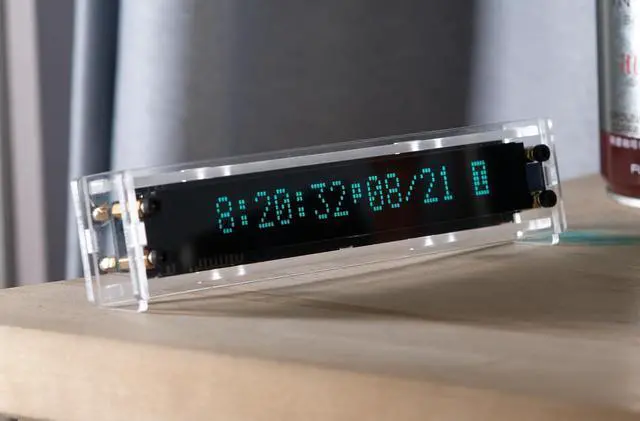 Alt view image 6 of 7 - Retro Desk Clock for Office - Nixie Tube Style Digital Clock, VFD Tube Glow Display, Wi-Fi Auto Sync 12/24H - Cool Gadgets & Gifts for Men
