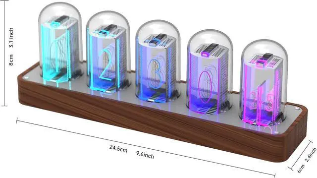 Alt view image 7 of 7 - Nixie Tube Clock Walnut Digital Clock, Support Wi-Fi Time SYNC, Alarm & Timer, 12/24H Display, A Retro Gift for Friends (Wood Grain)