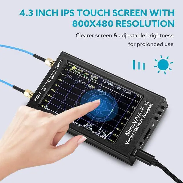 Alt view image 3 of 7 - Upgraded 4.3" NanoVNA-F V2 Vector Network Analyzer, 50KHz -3GHz Latest V0.4.0 HF VHF UHF Antenna Analyzer Ham Radio, 5000mAh VNA Analyzer Measuring S Parameters, SWR, Phase, Delay, Smith Chart