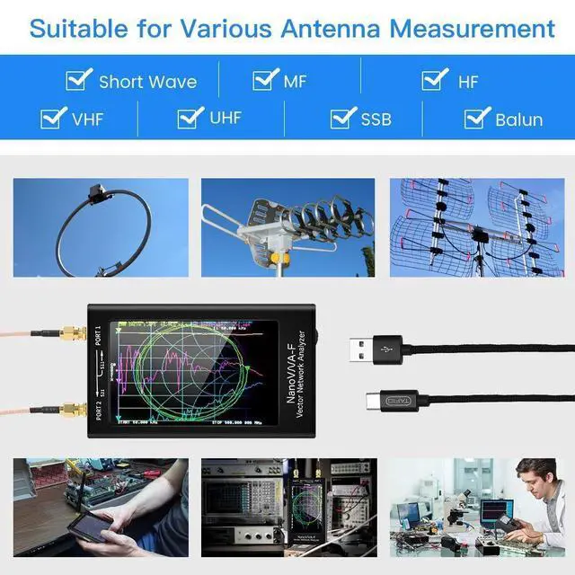 Alt view image 5 of 7 - Upgraded 4.3" NanoVNA-F V2 Vector Network Analyzer, 50KHz -3GHz Latest V0.4.0 HF VHF UHF Antenna Analyzer Ham Radio, 5000mAh VNA Analyzer Measuring S Parameters, SWR, Phase, Delay, Smith Chart