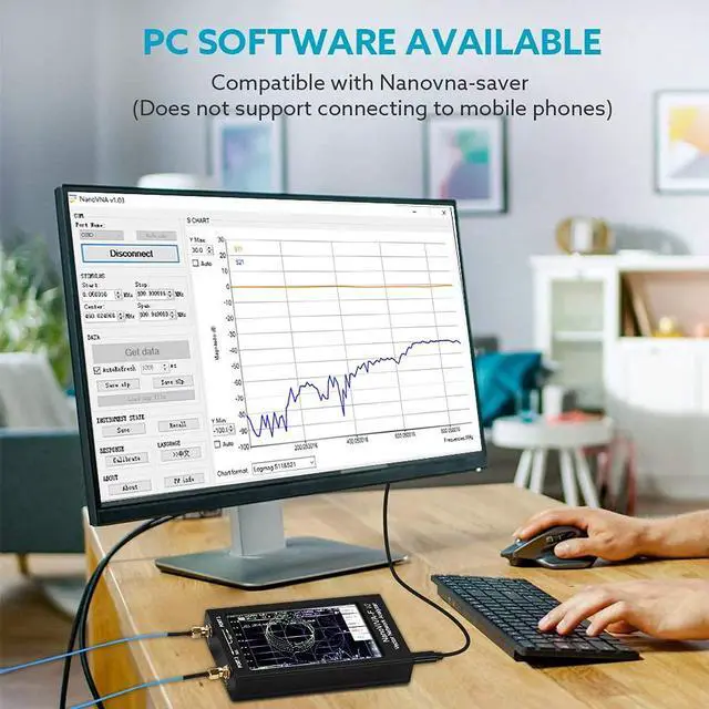 Alt view image 6 of 7 - Upgraded 4.3" NanoVNA-F V2 Vector Network Analyzer, 50KHz -3GHz Latest V0.4.0 HF VHF UHF Antenna Analyzer Ham Radio, 5000mAh VNA Analyzer Measuring S Parameters, SWR, Phase, Delay, Smith Chart