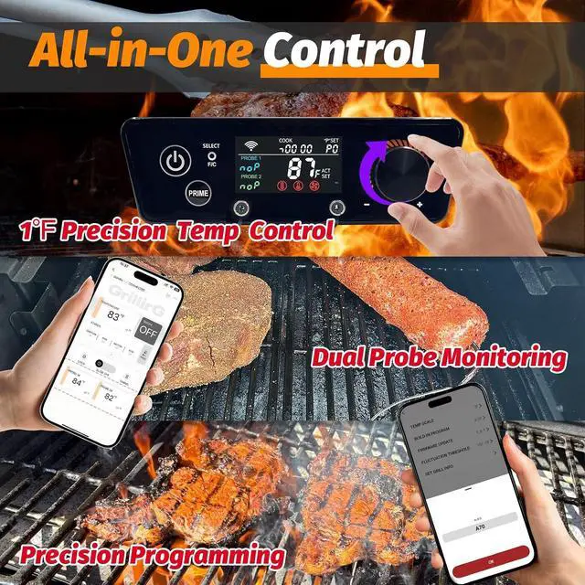 Alt view image 7 of 7 - Trapezoid WiFi PID Control Board Replacement for Pit Boss Lexington 540/Classic 700/Austin XL 1000/440FB1Pellet Grill,Controller with Smart APP, RTD Probe & 2 Meat Probes