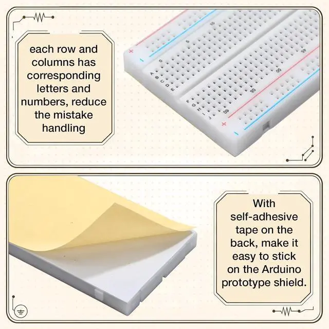 Alt view image 4 of 7 - 30 Pcs Solderless Breadboard 830 Point PCB Board Kit 6.9x1.8x3.4