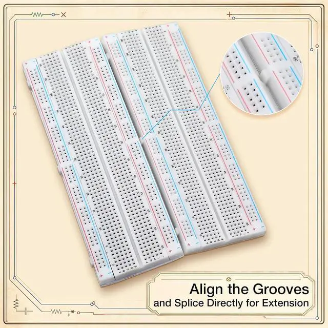 Alt view image 3 of 7 - 30 Pcs Solderless Breadboard 830 Point PCB Board Kit 6.9x1.8x3.4