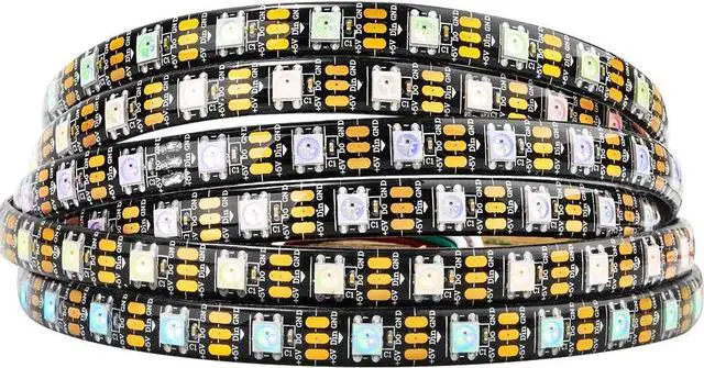Main image of WS2812B IC RGB LED Strip,UL Listed,Pure Gold Wires,DC5V 16.4FT 300LED 5050SMD,Individually Addressable,Flexible for DIY Chasing Full Color Project,3M Tape,IP65(No Adapter or Controller)