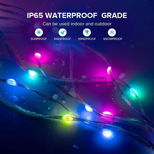 Alt view image 4 of 7 - WS2812B IC RGB Pebble Pixel Seed String Roll Individual Addressable Chasing Color Smart Fairy String Light PVC Wire 2Pack 65.6FT 200LED DC12V for Christmas Decor(No Adapter or Controller)