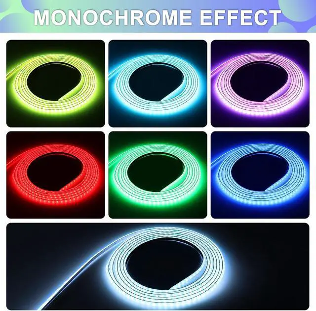 Alt view image 6 of 7 - WS2812B COB LED Strip Kit, 3.28ft 3mm Ultra Thin Smart IC RGB USB Light
