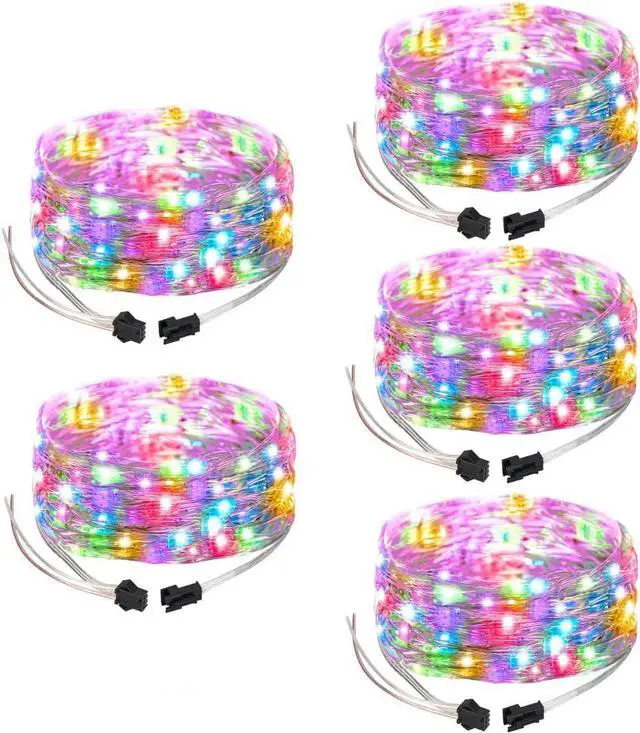 Main image of WS2812B IC RGB Fairy String Lights 5Pack 16.4FT 250LED DC5V