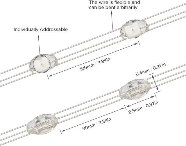 Alt view image 3 of 7 - WS2812B IC RGB Fairy String Lights 5Pack 16.4FT 250LED DC5V