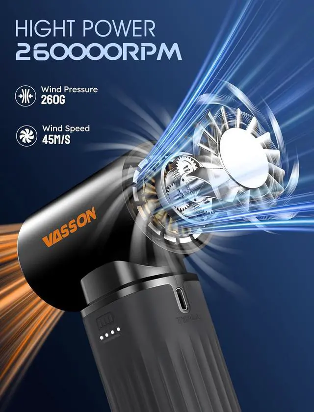 Alt view image 3 of 7 - Compressed air Duster High-Speed Brushless Motor, 3-Speed Adjustable