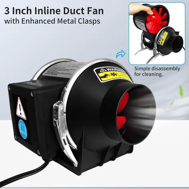 Alt view image 2 of 7 - 3 Inch Inline Duct Fan with Variable Speed Controller & Pipe,Efficiency Smoke Odor Extraction, Upgrade Motor,Low Noise Ventilation Exhaust Fan for 3D Printers,Laser Engravers,Resin Printers,Grow Tents