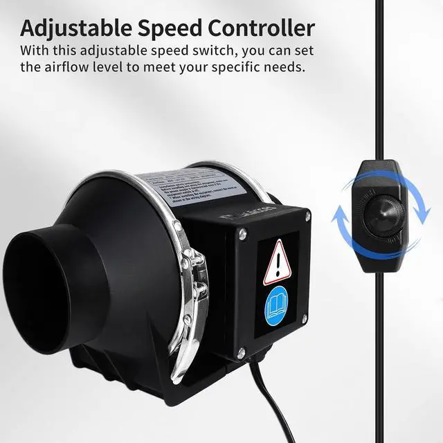 Alt view image 4 of 7 - 3 Inch Inline Duct Fan with Variable Speed Controller & Pipe,Efficiency Smoke Odor Extraction, Upgrade Motor,Low Noise Ventilation Exhaust Fan for 3D Printers,Laser Engravers,Resin Printers,Grow Tents