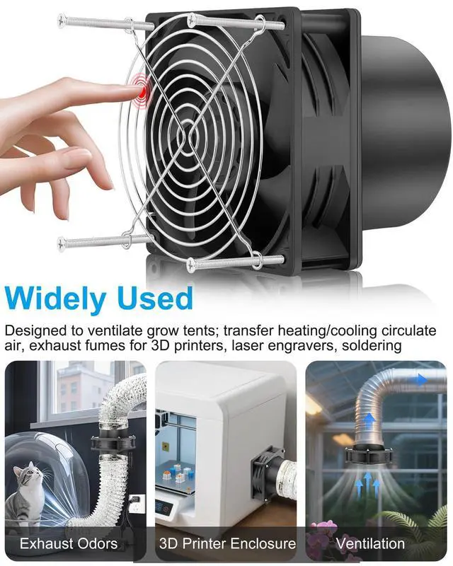 Alt view image 2 of 7 - 120mm x 38mm 12V DC Axial Fan w/ 4 Inch Duct Flange Variable Speed