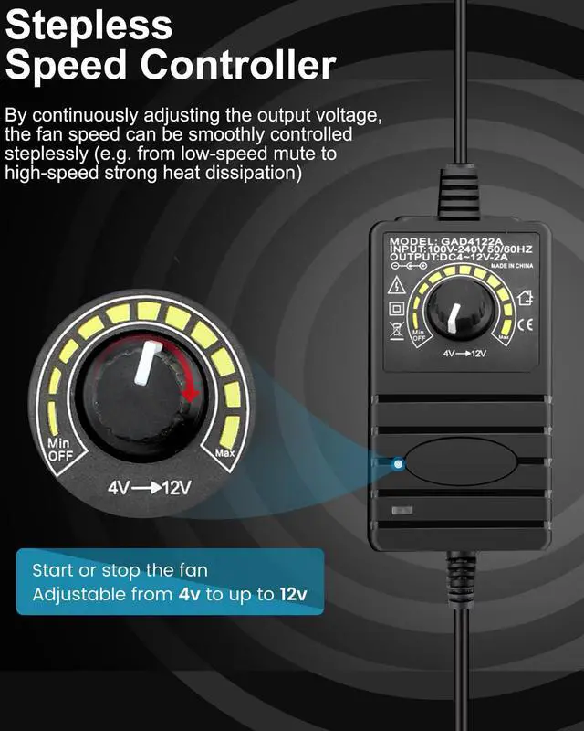 Alt view image 4 of 7 - 120mm x 38mm 12V DC Axial Fan w/ 4 Inch Duct Flange Variable Speed