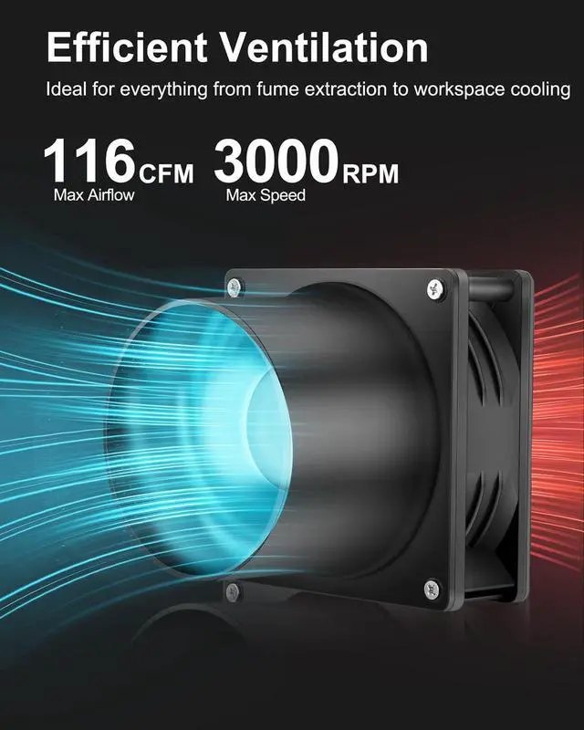 Alt view image 5 of 7 - 120mm x 38mm 12V DC Axial Fan w/ 4 Inch Duct Flange Variable Speed