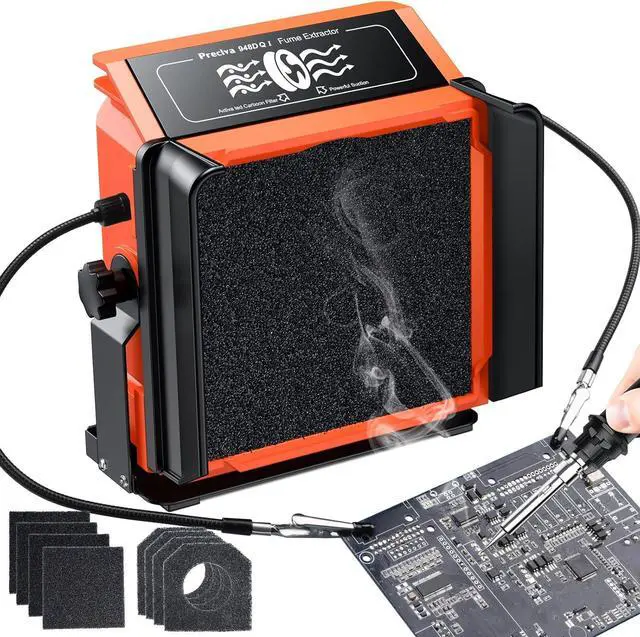 Main image of 948DQ-I Solder Smoke Absorber Remover, Tiltable Angle Fume Extractor Fan with Flexible Helping Hands and 8 Fan Filters for Soldering Wood Burning