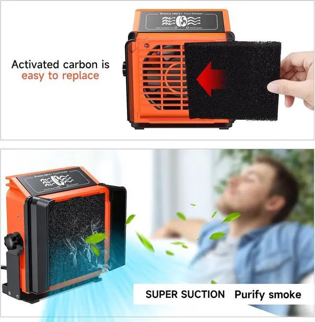 Alt view image 5 of 7 - 948DQ-I Solder Smoke Absorber Remover, Tiltable Angle Fume Extractor Fan with Flexible Helping Hands and 8 Fan Filters for Soldering Wood Burning