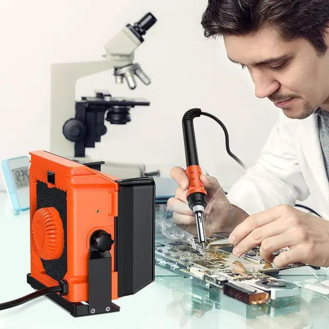 Alt view image 7 of 7 - 948DQ-I Solder Smoke Absorber Remover, Tiltable Angle Fume Extractor Fan with Flexible Helping Hands and 8 Fan Filters for Soldering Wood Burning