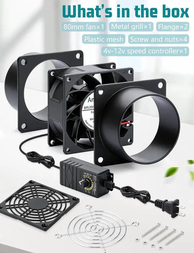 Alt view image 7 of 7 - 12v Soldering Exhaust Axial Fan 80mm x 38mm Speed Control