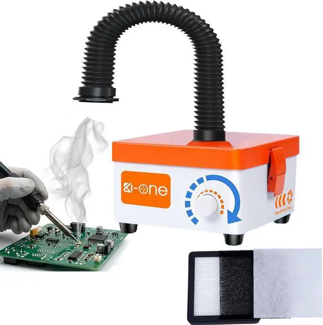 Main image of Fume Extractor, 168m³/h Strong Suction Solder Fume Extractor with 80W Brushless Motor, 3-Stage Filters, 15,000 RPM High-Speed Motor for Engraving, DIY Welding, Soldering Fume Extractor (Orange)