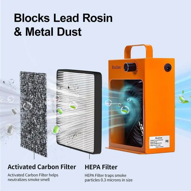 Alt view image 2 of 7 - HEPA Solder Fume Extractor Fan Solder Smoke Absorber DIY Work Fan for Soldering Station, Hand Engraving, Jewelry Soldering Use with HEPA Filter