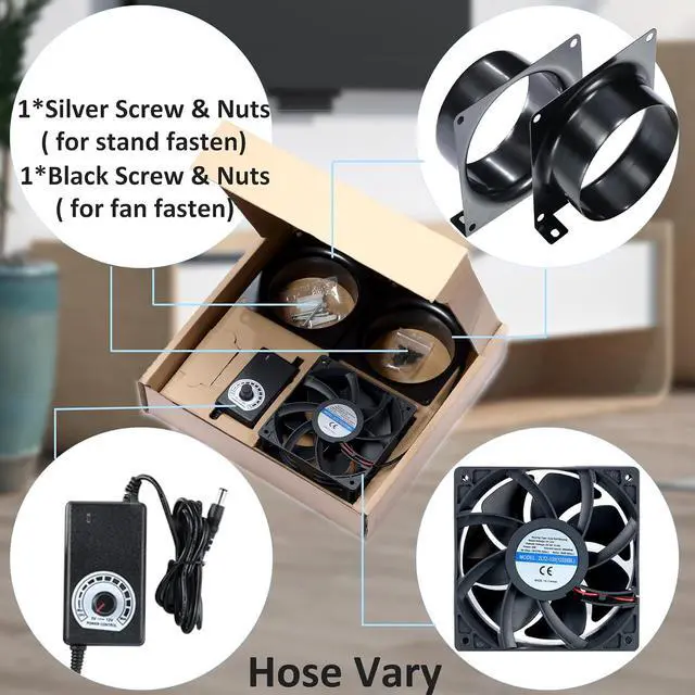Alt view image 7 of 7 - 4" Axial Exhaust Fan, DC12V Air Fume Smoke Extractor