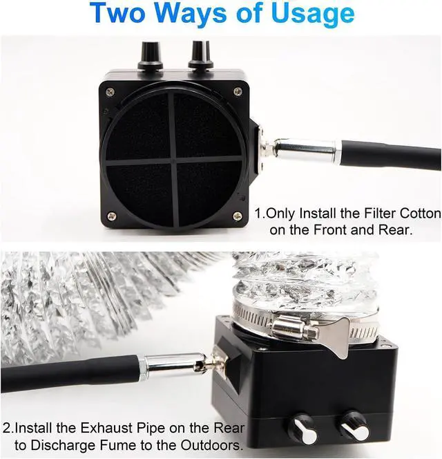 Alt view image 5 of 6 - Solder Smoke Absorber Remover Solder Fume Extractor Adjustable Speed Fan Dimmable LED Light Silicone Gooseneck with Carbon Filters Exhaust Duct Hose for Soldering Station (Black)