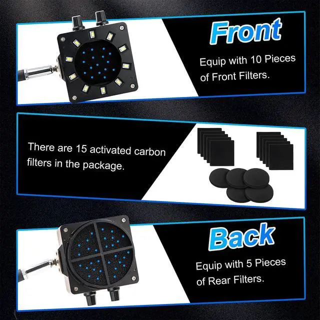 Alt view image 6 of 6 - Solder Smoke Absorber Remover Solder Fume Extractor Adjustable Speed Fan Dimmable LED Light Silicone Gooseneck with Carbon Filters Exhaust Duct Hose for Soldering Station (Black)