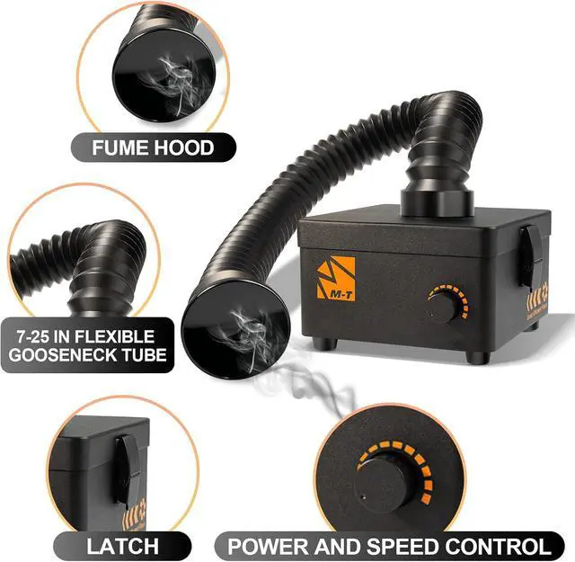 Alt view image 7 of 7 - Solder Fume Extractor, 80W 168m³/h Soldering Fume Extractor Smoke Absorber with HEPA Filter & Carbon, 3-speed Adjustment for Soldering, Welding, 3D Printing