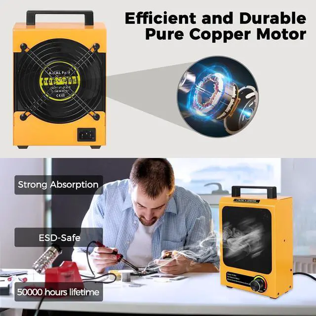 Alt view image 4 of 7 - Fume Extractor, Adjustable Suction Power Solder Fume Extractor with 4 Carbon Filters, Soldering Fan for Soldering, Stained Glass, Laser Engraving, and DIY Projects