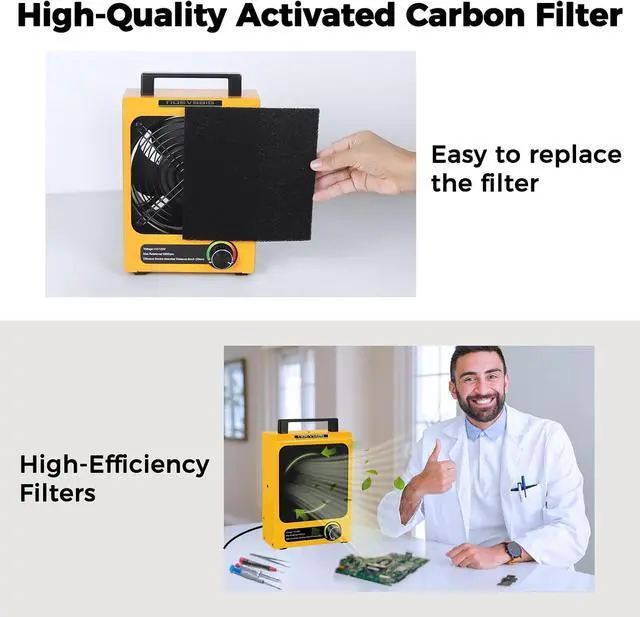 Alt view image 6 of 7 - Fume Extractor, Adjustable Suction Power Solder Fume Extractor with 4 Carbon Filters, Soldering Fan for Soldering, Stained Glass, Laser Engraving, and DIY Projects