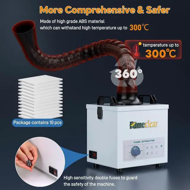 Alt view image 6 of 7 - FC-100A Fume Extractor Low-Noise & High Iodine 3-Stage Filtration