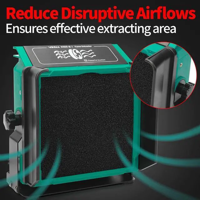 Alt view image 4 of 7 - 948DQ-I Solder Fume Extractor Fan Solder Smoke Absorber Remover Tiltable Angle with 8 Extra Fan Filters for Soldering Wood Burning and more