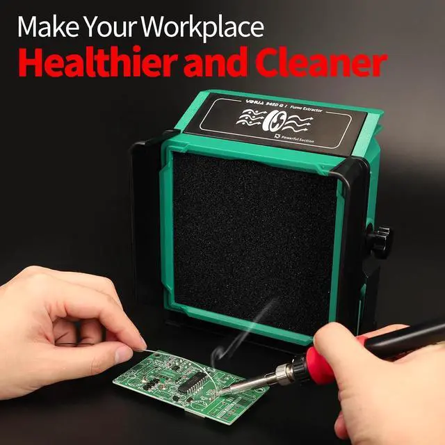 Alt view image 5 of 7 - 948DQ-I Solder Fume Extractor Fan Solder Smoke Absorber Remover Tiltable Angle with 8 Extra Fan Filters for Soldering Wood Burning and more