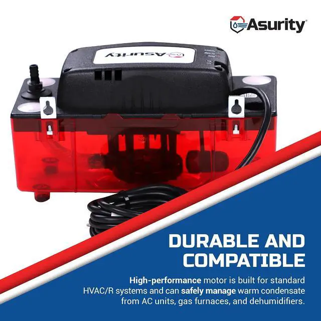 Alt view image 5 of 7 - Asurity by ULTRACP-22 120V Compact HVAC Condensate Pump with 22' Max Lift Height, Standard HVAC Condensate Removal Pump for Air Conditioners, Furnaces, or Dehumidifiers