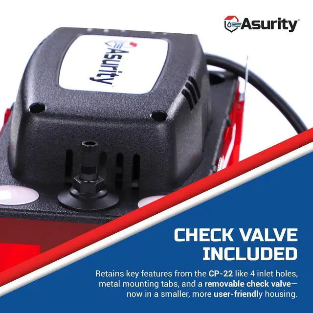 Alt view image 6 of 7 - Asurity by ULTRACP-22 120V Compact HVAC Condensate Pump with 22' Max Lift Height, Standard HVAC Condensate Removal Pump for Air Conditioners, Furnaces, or Dehumidifiers