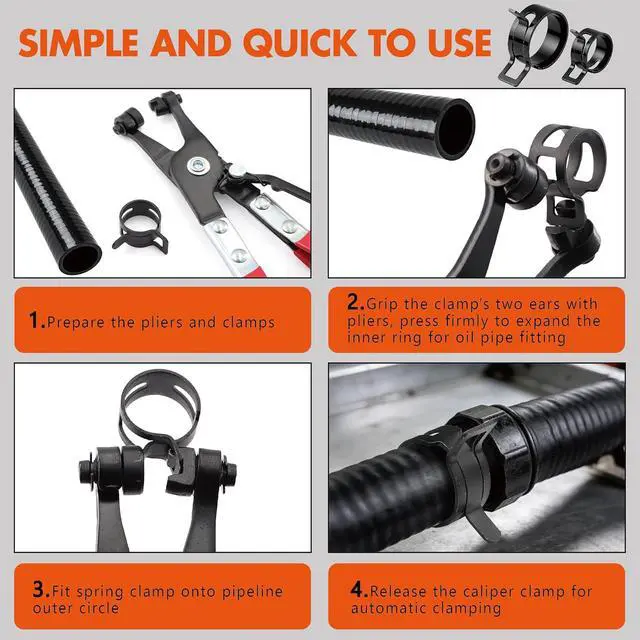 Alt view image 6 of 7 - 352Pcs 6-25mm Spring Band Hose Clamps Assortment Kit with Spring Clamp Plier & Hose Clamp Plier for Fuel Lines,Automotive,Marine,Gardening,Vacuum Hoses