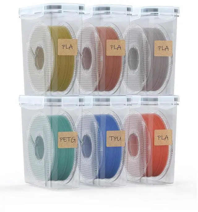 Main image of Filament Storage Box - 6 Pack Filament Container for 3D Printing Sealing and Protection - Portable Storage Box with Desiccants&Label for Home&Office,Water-Proof and Dust-Proof 4.0L(9.03*8*3)