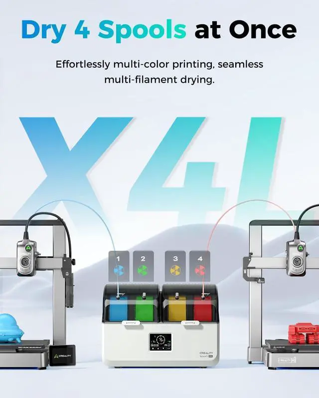 Alt view image 2 of 7 - Official Space Pi X4 Lite Filament Dryer, 4 Spools Filament Dry Box with Dual-Chamber Heated Storage, Max 75 Temerature, Independent Temperature Control for PLA, PETG, ABS, TPU, Nylon, ASA
